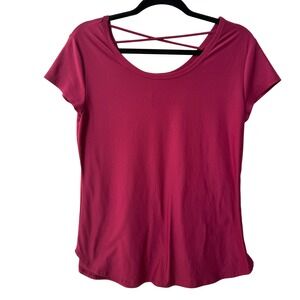 No Boundaries‎ Womens XXL Burgundy Brick Strappy Back Short Sleeve Top NJ38T107C